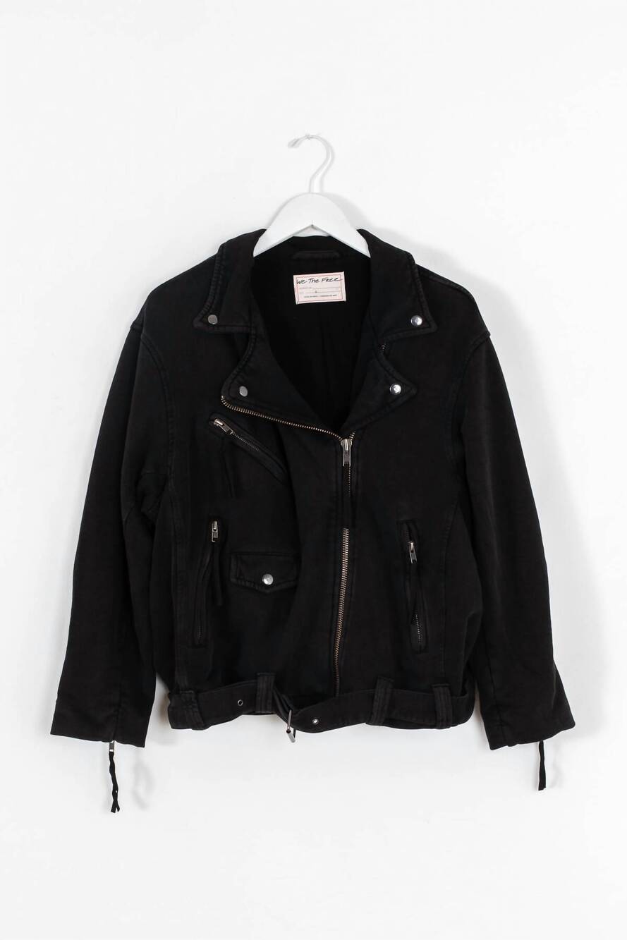 NEW FREE PEOPLE rebel rebel knit moto jacket in black - Picture 7 of 8